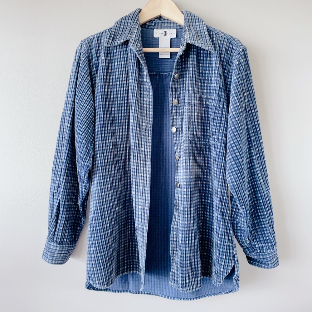 Vintage Cotton Ginny oversized shacket fuzzy waffle knit Medium shirt - Picture 4 of 17